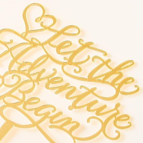 قطعة علوية للكيك من Let the Adventure Begin، زينة حفلات الزفاف بموضوع السفر، الوداع، التخرج، ديكور كعكة التقاعد، أكريليك، مرآة ذهبية in Kuwait