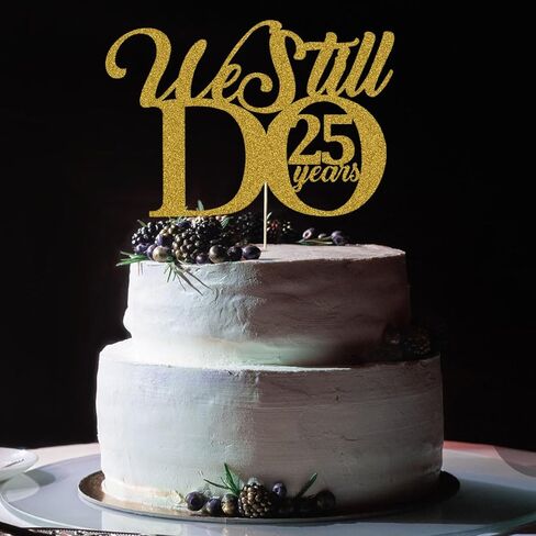 ما زلنا نفعل 25 عامًا من تزيين الكيك - تجديد العهد الخامس والعشرون لمستلزمات حفلات الزفاف والذكرى السنوية للديكور بريق ذهبي in Kuwait
