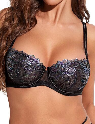 حمالة صدر نسائية مثيرة من Deyllo من الدانتيل مع سلك داخلي غير مبطن من Demi Bralette شفافة من خلالها in Kuwait