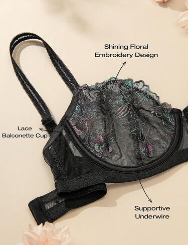 حمالة صدر نسائية مثيرة من Deyllo من الدانتيل مع سلك داخلي غير مبطن من Demi Bralette شفافة من خلالها in Kuwait