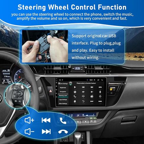 4GB + 32GB 5G واي فاي ستيريو سيارة لتويوتا كورولا راديو 2013 2014 2015 2016 مع CarPlay اللاسلكية الروبوت شاشة تعمل باللمس 10.2 بوصة مع وصلة مرآة بلوتوث GPS والملاحة FM RDS SWC in Kuwait