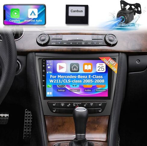 [2+64G] راديو سيارة Android 13 لسيارة Mercedes-Benz E-Class W211 / CLS-Class 2005-2008 - شاشة لمس 9 بوصة صوت HiFi - تشغيل لاسلكي وAndroid Auto/WiFi/GPS/مرآة Link/SWC + كاميرا احتياطية AHD in Saudi Arabia
