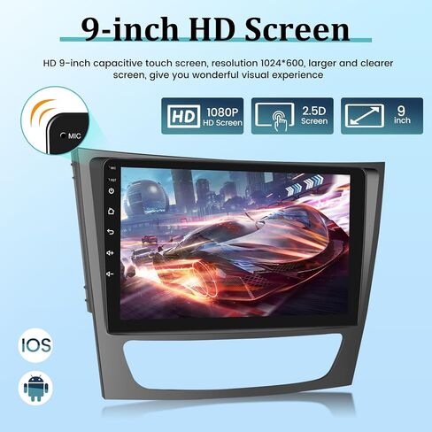 [2+64G] راديو سيارة Android 13 لسيارة Mercedes-Benz E-Class W211 / CLS-Class 2005-2008 - شاشة لمس 9 بوصة صوت HiFi - تشغيل لاسلكي وAndroid Auto/WiFi/GPS/مرآة Link/SWC + كاميرا احتياطية AHD in Saudi Arabia