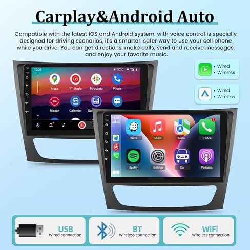 [2+64G] راديو سيارة Android 13 لسيارة Mercedes-Benz E-Class W211 / CLS-Class 2005-2008 - شاشة لمس 9 بوصة صوت HiFi - تشغيل لاسلكي وAndroid Auto/WiFi/GPS/مرآة Link/SWC + كاميرا احتياطية AHD in Saudi Arabia