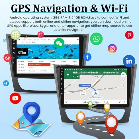 [2+64G] راديو سيارة Android 13 لسيارة Mercedes-Benz E-Class W211 / CLS-Class 2005-2008 - شاشة لمس 9 بوصة صوت HiFi - تشغيل لاسلكي وAndroid Auto/WiFi/GPS/مرآة Link/SWC + كاميرا احتياطية AHD in Saudi Arabia