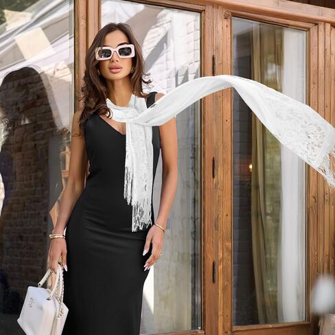 Shawls and Wraps for Evening Dresses Scarfs for Women Pashmina 1920s Wedding Formal Lace Fringe Shawl Accessories in Saudi Arabia