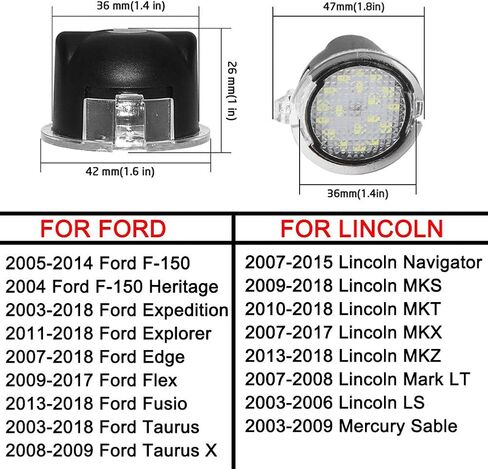Full LED Side Under-Mirror Puddle Light Lamp Assembly Replacement For Fo rd F 150 Expedition Explorer Edge Flex Fusion Taurus X Lincoln Mercury, Blue Light, 2 PCS in Saudi Arabia