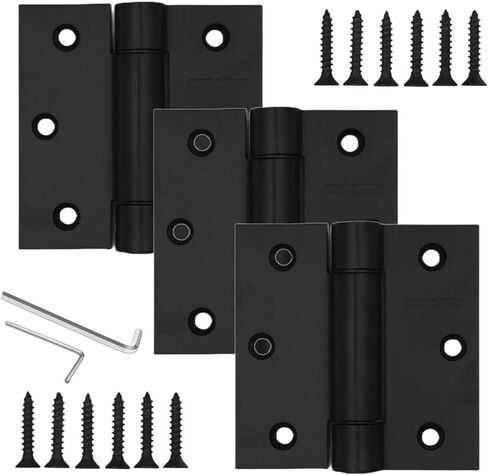 3.5" Self-Closing Stainless Steel Hinges,3-1/2 inch x 3 1/2 Inch Heavy Duty Spring Loaded Automatic Adjustable to Close Door Hinge with Square Corner (Matte Black-2PACK) in Saudi Arabia