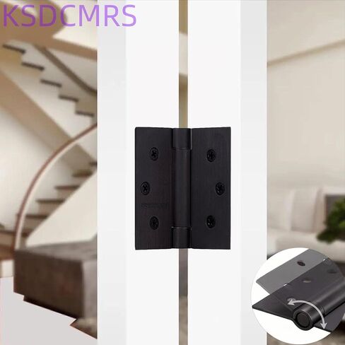 3.5" Self-Closing Stainless Steel Hinges,3-1/2 inch x 3 1/2 Inch Heavy Duty Spring Loaded Automatic Adjustable to Close Door Hinge with Square Corner (Matte Black-2PACK) in Saudi Arabia