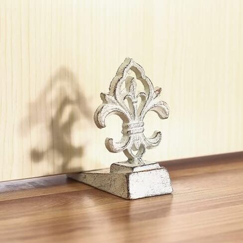 Fleur De Lis Door Stoppers Heavy Duty Cast Iron Decorative Door Stop Wedge,2 PCS, Antique White in Saudi Arabia