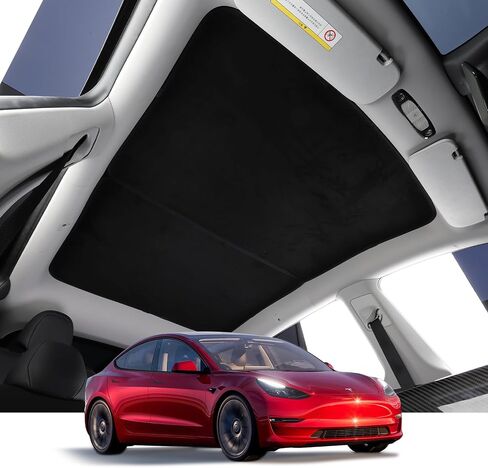 Roof Sunshade for Tesla Model Y 2024 2023 2022 2021 2020, BANKKY 2PCS Visor Sunroof Reflector Upgrade 3.0 Reflective Covers Car Accessories Block Harmful UV Rays Glare, Reduce 37℉, Black in Saudi Arabia