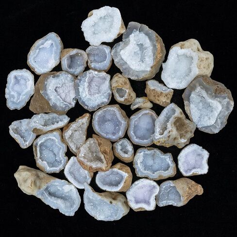 0.5 رطل، جيود كريستال طبيعي كوارتز 5-10 قطع صدع مفتوح واكتشف بلورات مذهلة داخل 1000+ قيراط هدية تعليمية مفاجأة كريستال للأطفال جيود أبيض قوس قزح ديكور أحجار عنقودية صغيرة in Kuwait