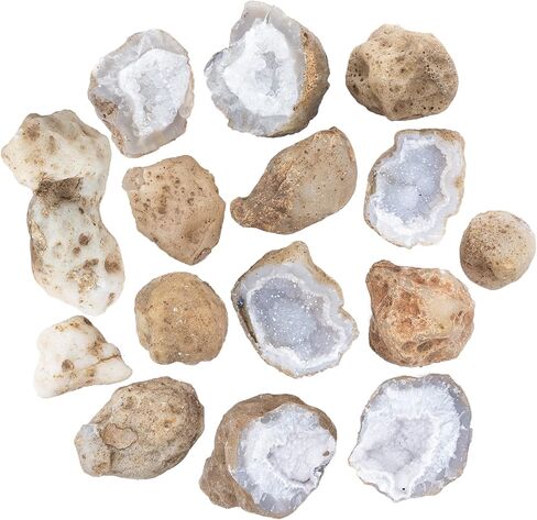 0.5 رطل، جيود كريستال طبيعي كوارتز 5-10 قطع صدع مفتوح واكتشف بلورات مذهلة داخل 1000+ قيراط هدية تعليمية مفاجأة كريستال للأطفال جيود أبيض قوس قزح ديكور أحجار عنقودية صغيرة in Kuwait