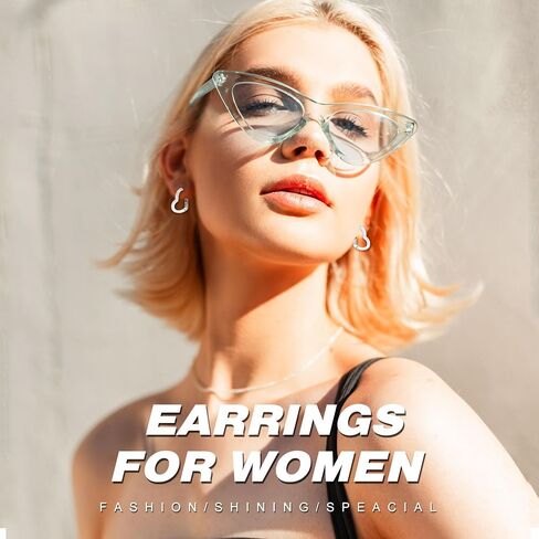 Earrings for Women Trendy, 925 Sterling Silver Earring Jewelry, Fashion Small Hoop Blue Star Moon Sun Drop Dangle Retro Graduation Birthday Gifts for Girls Teen in Saudi Arabia