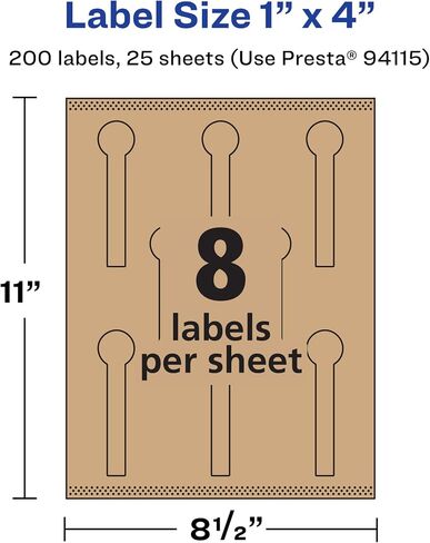 Avery Kraft Brown Lollipop Labels with Sure Feed, 1" x 4", 120 Kraft Brown Labels, Print-to-The-Edge, Laser/Inkjet Printable Labels in Saudi Arabia