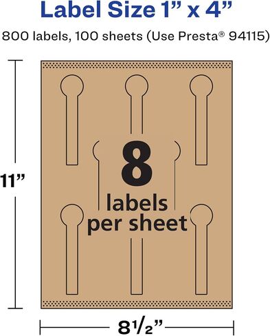 Avery Kraft Brown Lollipop Labels with Sure Feed, 1" x 4", 120 Kraft Brown Labels, Print-to-The-Edge, Laser/Inkjet Printable Labels in Saudi Arabia