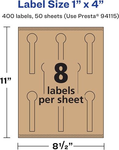 Avery Kraft Brown Lollipop Labels with Sure Feed, 1" x 4", 120 Kraft Brown Labels, Print-to-The-Edge, Laser/Inkjet Printable Labels in Saudi Arabia
