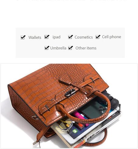 المرأة بولي Leather جلد التمساح طباعة حقيبة يد كبيرة حقيبة كتف مخلب مقبض موضة حقيبة حمل محفظة صغيرة مربعة 3 مجموعة in Saudi Arabia