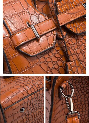 المرأة بولي Leather جلد التمساح طباعة حقيبة يد كبيرة حقيبة كتف مخلب مقبض موضة حقيبة حمل محفظة صغيرة مربعة 3 مجموعة in Saudi Arabia