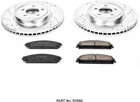 Power Stop K2560 Front Z23 Carbon Fiber Brake Pads with Drilled & Slotted Brake Rotors Kit For Chrysler 300 Dodge Challenger Charger Magnum [Application Specific] in Saudi Arabia