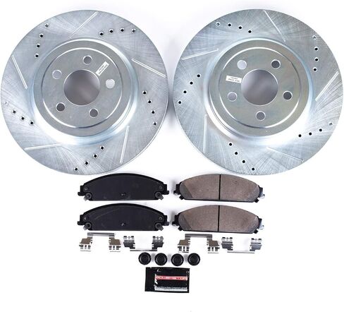 Power Stop K2560 Front Z23 Carbon Fiber Brake Pads with Drilled & Slotted Brake Rotors Kit For Chrysler 300 Dodge Challenger Charger Magnum [Application Specific] in Saudi Arabia