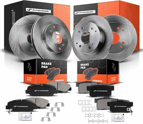 A-Premium Front & Rear Drilled and Slotted Disc Brake Rotors + Ceramic Pads Kit Compatible with Select Acura and Honda Models - CL 1998-1999, Accord 1998-2002, 12-PC Set in Saudi Arabia