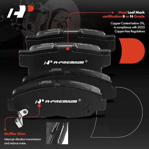 A-Premium Front & Rear Drilled and Slotted Disc Brake Rotors + Ceramic Pads Kit Compatible with Select Acura and Honda Models - CL 1998-1999, Accord 1998-2002, 12-PC Set in Saudi Arabia