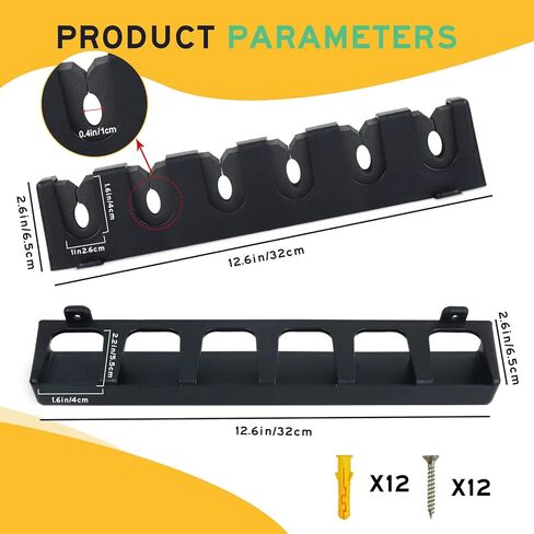 زوجان من حوامل صنارة الصيد العمودية للجدار، رف صنارة الصيد الأسود مقاس 12.5 بوصة، تخزين صنارة الصيد المثبتة على الحائط مع براغي، حوامل قصبة الصيد لغرفة المعيشة في المرآب in Kuwait