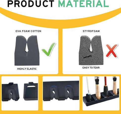 زوجان من حوامل صنارة الصيد العمودية للجدار، رف صنارة الصيد الأسود مقاس 12.5 بوصة، تخزين صنارة الصيد المثبتة على الحائط مع براغي، حوامل قصبة الصيد لغرفة المعيشة في المرآب in Kuwait