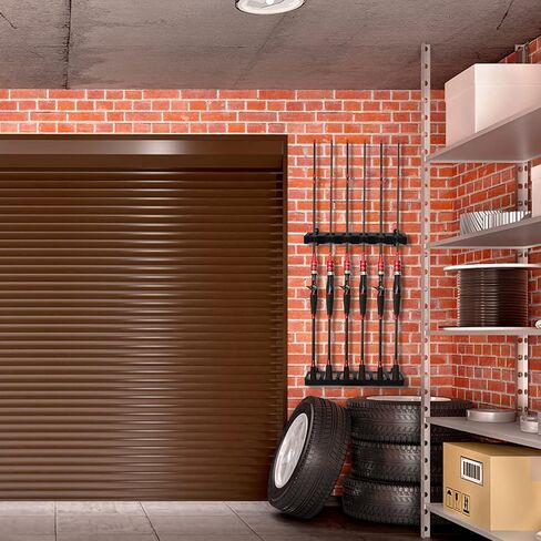 زوجان من حوامل صنارة الصيد العمودية للجدار، رف صنارة الصيد الأسود مقاس 12.5 بوصة، تخزين صنارة الصيد المثبتة على الحائط مع براغي، حوامل قصبة الصيد لغرفة المعيشة في المرآب in Kuwait