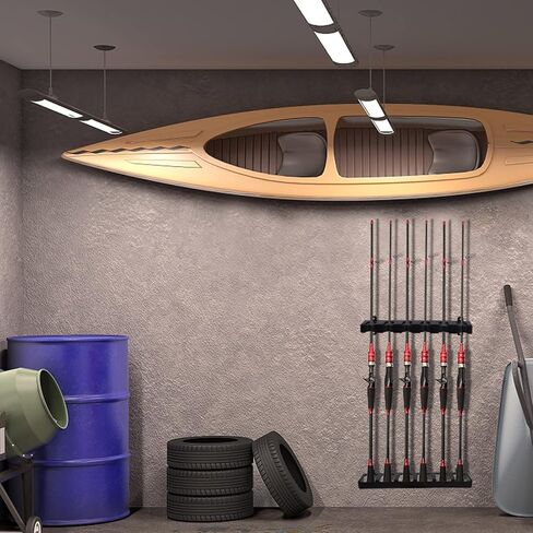 زوجان من حوامل صنارة الصيد العمودية للجدار، رف صنارة الصيد الأسود مقاس 12.5 بوصة، تخزين صنارة الصيد المثبتة على الحائط مع براغي، حوامل قصبة الصيد لغرفة المعيشة في المرآب in Kuwait