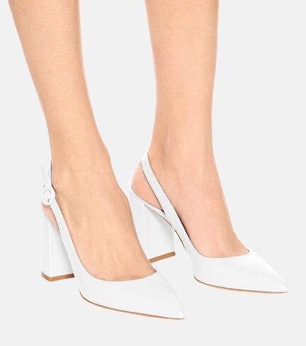 Womens Slingback Block Heels Pointed Closed Toe Work Dress Shoes | Chunky Heels, Sling Back Heels, Party Dress Shoes, Wedding Shoes, Slip On in Saudi Arabia