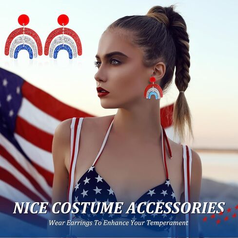 20 Pairs 4th of July Earrings Patriotic American Flag Earrings Red White Blue Star Dangle Bling Earrings Independence USA Jewelry Accessories for Women Girls Gift in Saudi Arabia