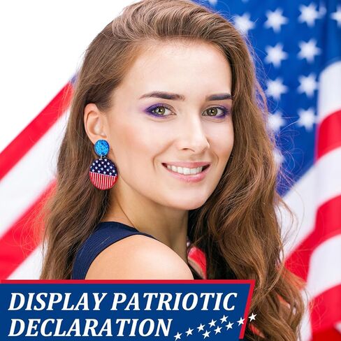 20 Pairs 4th of July Earrings Patriotic American Flag Earrings Red White Blue Star Dangle Bling Earrings Independence USA Jewelry Accessories for Women Girls Gift in Saudi Arabia
