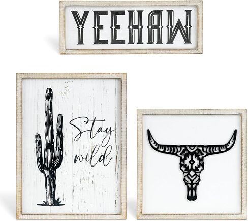 Putuo Decor Rustic Cowboy Wall Art - 3 Ps Bohemian Western Room Decor, Perfect for Bedroom and Living Room, Unique Western Cowboy Decor for Housewarming and Indoor Settings in Saudi Arabia
