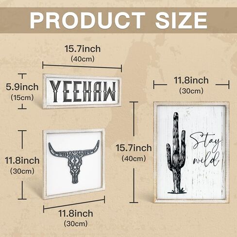 Putuo Decor Rustic Cowboy Wall Art - 3 Ps Bohemian Western Room Decor, Perfect for Bedroom and Living Room, Unique Western Cowboy Decor for Housewarming and Indoor Settings in Saudi Arabia