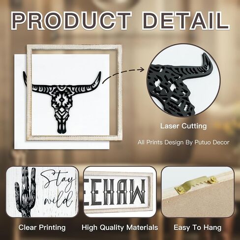 Putuo Decor Rustic Cowboy Wall Art - 3 Ps Bohemian Western Room Decor, Perfect for Bedroom and Living Room, Unique Western Cowboy Decor for Housewarming and Indoor Settings in Saudi Arabia