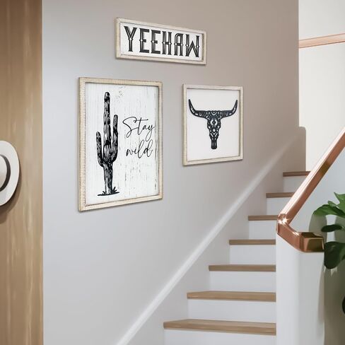 Putuo Decor Rustic Cowboy Wall Art - 3 Ps Bohemian Western Room Decor, Perfect for Bedroom and Living Room, Unique Western Cowboy Decor for Housewarming and Indoor Settings in Saudi Arabia
