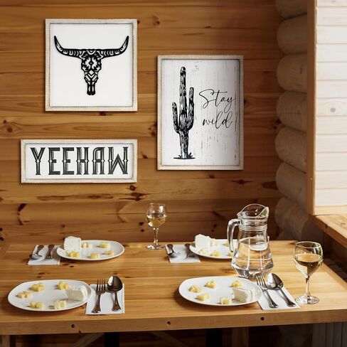 Putuo Decor Rustic Cowboy Wall Art - 3 Ps Bohemian Western Room Decor, Perfect for Bedroom and Living Room, Unique Western Cowboy Decor for Housewarming and Indoor Settings in Saudi Arabia