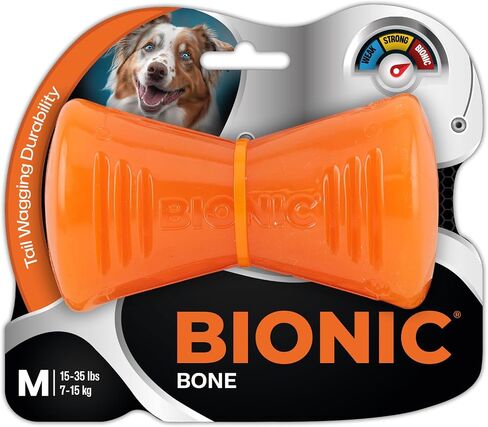 لعبة BIONIC Bone Dog Toy، متوسطة - لعبة مضغ تفاعلية للكلاب تصمد أمام أصعب المضغ، للكلاب التي يتراوح وزنها بين 15-35 رطلاً. (7-15 كجم) in Kuwait