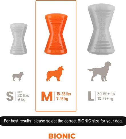 لعبة BIONIC Bone Dog Toy، متوسطة - لعبة مضغ تفاعلية للكلاب تصمد أمام أصعب المضغ، للكلاب التي يتراوح وزنها بين 15-35 رطلاً. (7-15 كجم) in Kuwait