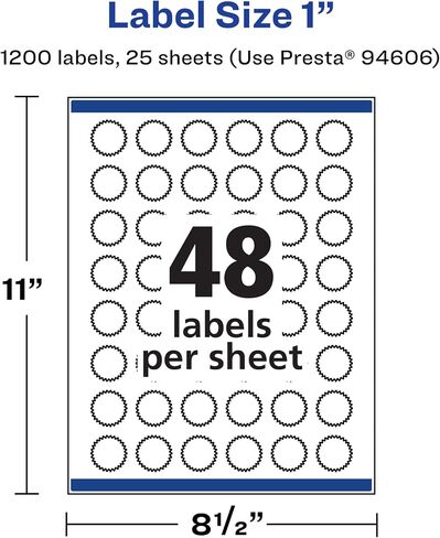 Avery Matte White Starburst Labels with Sure Feed, 1", 1,200 Matte White Printable Labels in Saudi Arabia