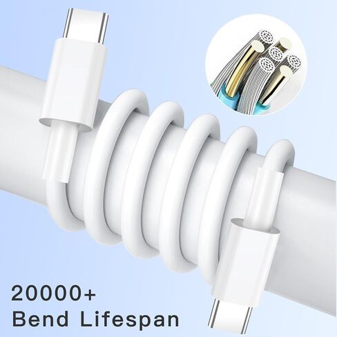 USB C to USB C Cable, 60W 3Pack 6FT USB C Charging Cable Compatible with MacBook Pro,iPhone15/15Pro/15Pro Max/,Samsung Galaxy S23/Ultra/S22,Google Pixel 5/4/3/2 and More in Saudi Arabia