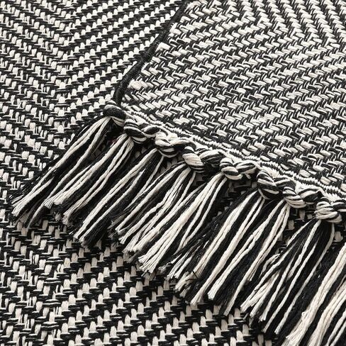 LEEVAN Black Hallway Runner Rug 2'x8', Washable Entryway Runner Rug with Tassel, Reversible Kitchen Rug Runner, Farmhouse Bathroom Rug Runner Long Carpet for Laundry/Bedroom in Kuwait