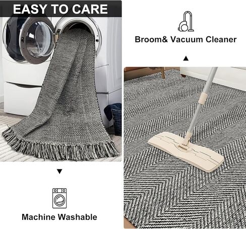 LEEVAN Black Hallway Runner Rug 2'x8', Washable Entryway Runner Rug with Tassel, Reversible Kitchen Rug Runner, Farmhouse Bathroom Rug Runner Long Carpet for Laundry/Bedroom in Kuwait