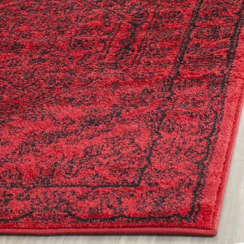 سجادة منطقة مجموعة SAFAVIEH Adirondack - 15.24 سم × 22.86 سم، أحمر وأسود، تصميم ميدالية شرقية، لا يتساقط ويسهل العناية بها، مثالية للمناطق ذات حركة المرور العالية في غرفة المعيشة وغرفة النوم (ADR108F) in Saudi Arabia