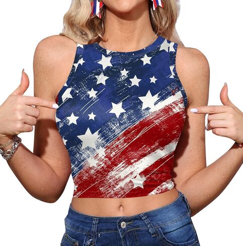 Maisolly Women's 4th of July Sexy American Flag Patriotic Crop Tank Top in Saudi Arabia