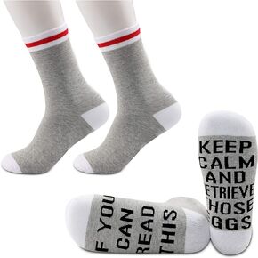 JXGZSO 2 Pairs IVF socks Lucky Transfer Gift Can Read This Keep Calm And Retrieve Those Eggs Infertility Socks