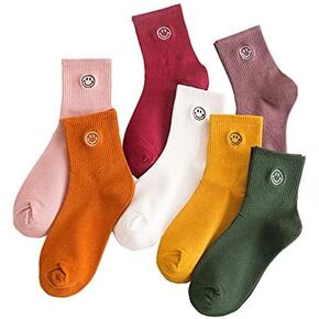 Smile Face Cotton Knitted Crew Socks 7 Days Gift Set