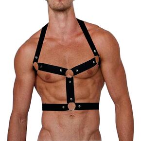 Men's Strong Nylon Body Chest Elastic Shoulder Strap Support Harness Belt Crop Tops Punk Clubwear Costume